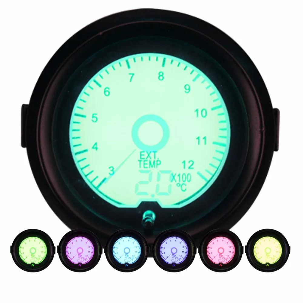 Universal 2" 52mm LED Exhaust Gas Temp Temperature EXT Gauge 12V Car