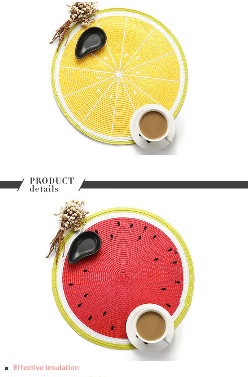 Creative Round Table Mats Fruit shape Dinning Table Placemats Anti-slip Insulation Mats Cushion Table Decoration        (15)