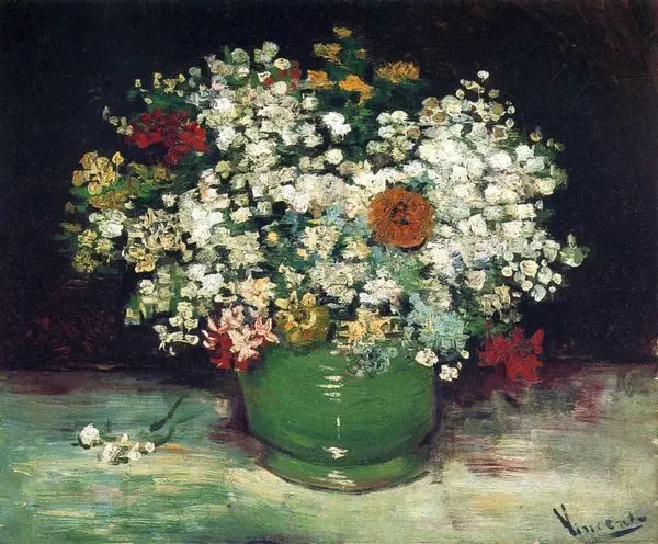 

Canvas wall art painting Vase with Zinnias and Other Flowers oil painting on canvas handpainted pictures for bedroom No Frame