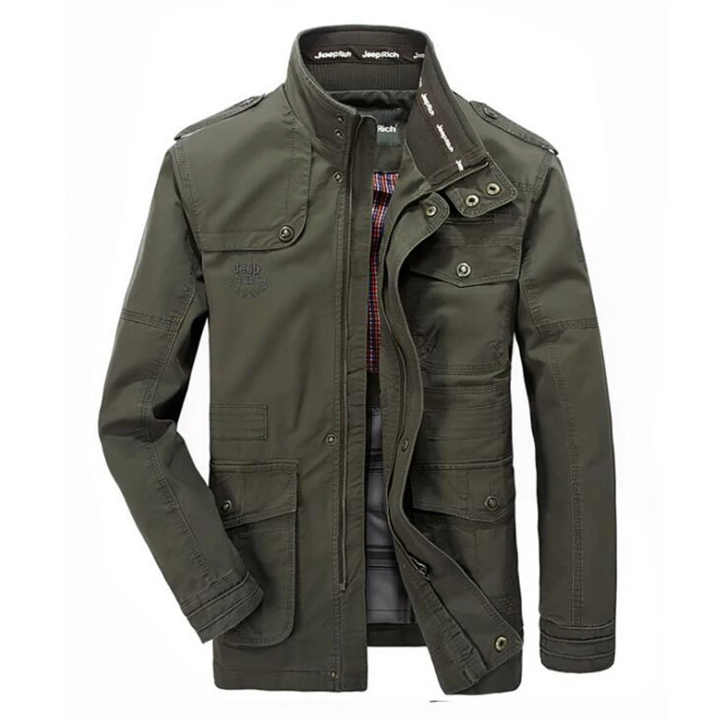 

100% Cotton Military Jacket Men Causal Cotton Windbreaker Jackets Mens Outwear Flight Jackets 6XL 7XL Men's Trench Pocket Coats