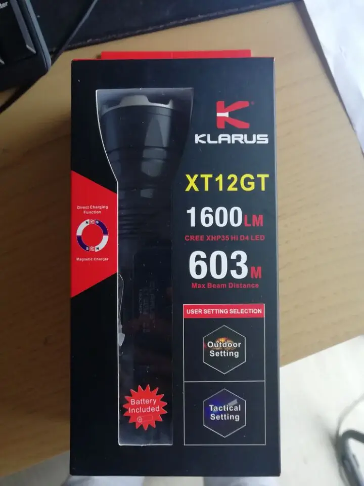 KLARUS XT12GT 1600 люмен светодиодный фонарик CREE светодиодный XHP35 HI D4 водонепроницаемый тактический фонарь с батареей 18650