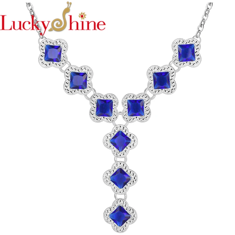 Luckyshine Модные Винтажные квадратные кианитовые посеребренные свадебные
