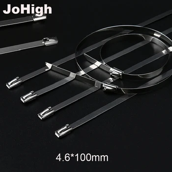 

JoHigh 4.6mm width 100mm length Metal Stainless Steel Cale Ties 100pcs
