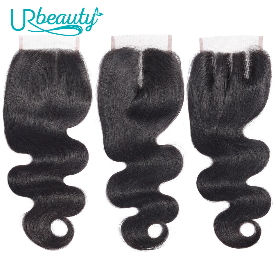 

Body Wave 4*4 Lace Closure 100% Human Hair UR Beauty Natural Color Brazilian Non Remy Hair Free/Middle/Three Part Closure