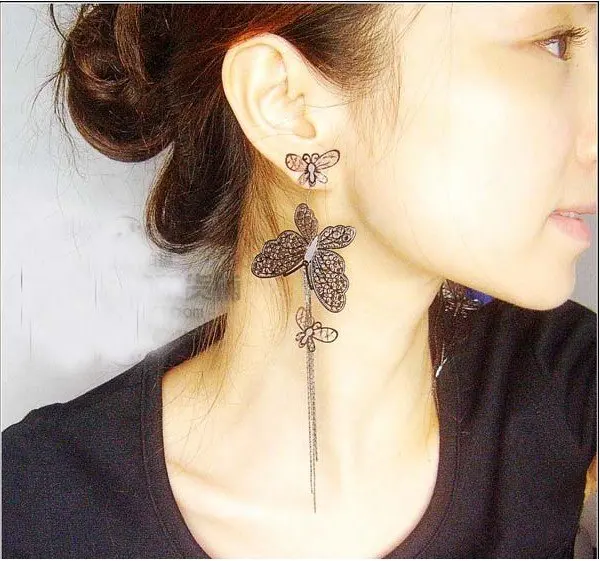 

Fashion Hot Selling New Style 3Tier Big Butterfly Long Dangle Earrings E15