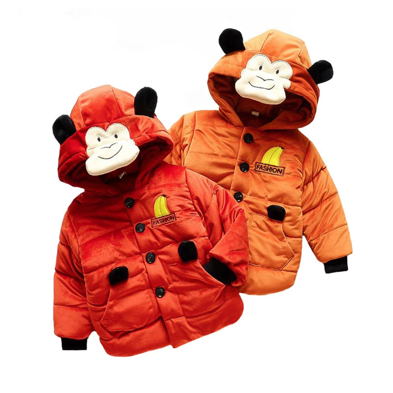 

Children Winter Warm Clothes 2018 Fashion Boys and Girls Cartoon Gold Velvet Hooded Kids Padded Single-breasted Jacket 1-3 Years