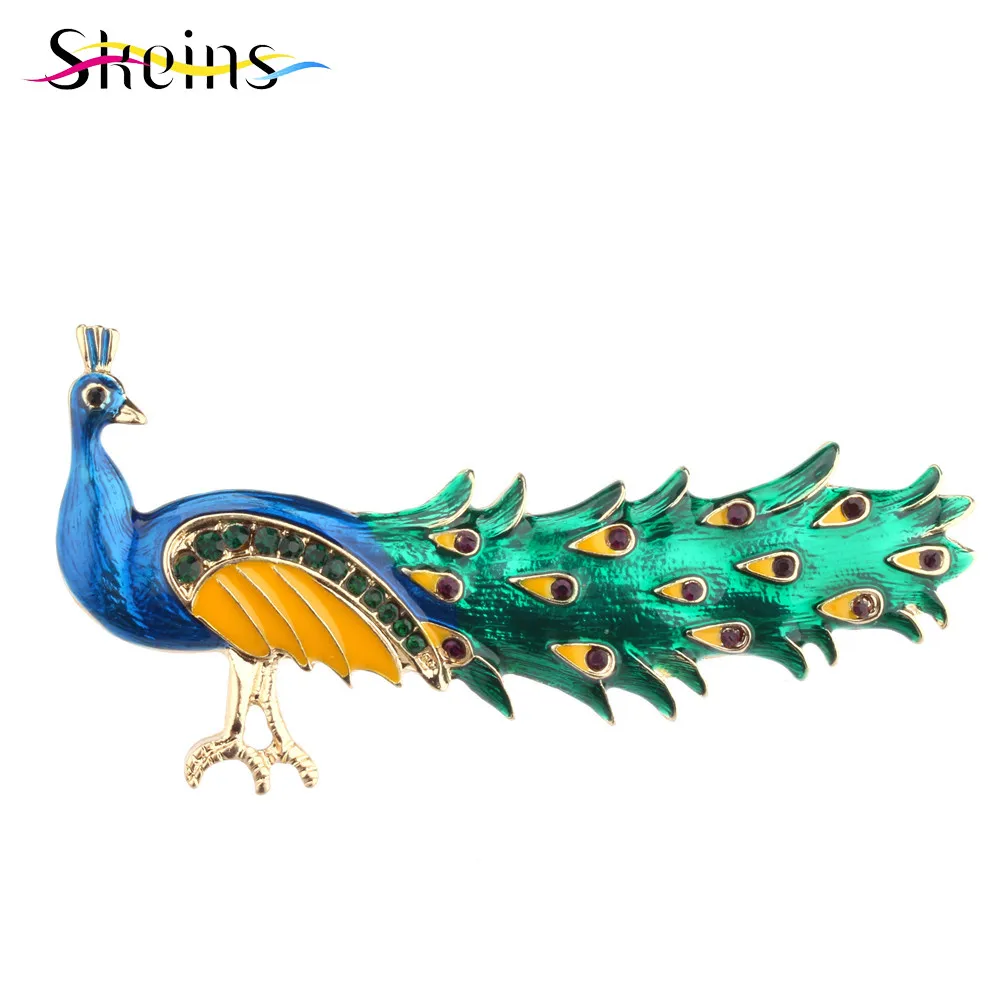 Мотки индийский павлин peafowls эмаль Булавки Броши Для мужчин Джинсы для женщин