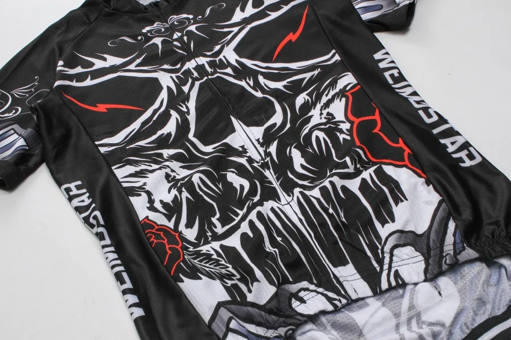 Weimostar Fire Skull Летняя мужская велосипедная Джерси полиэстер Pro одежда для коллективного велосипеда с коротким рукавом велосипедная одежда Ropa Ciclismo Черный
