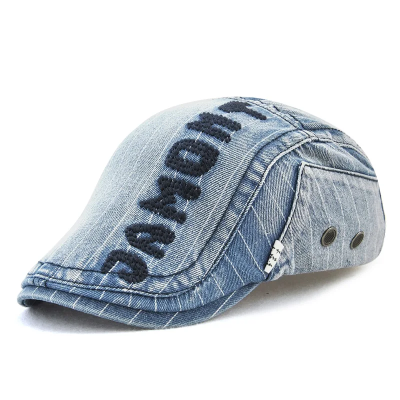 JAMONT Cowboy Flat Cap Vintage Denim Cloth Casual Peaked Beret Cap for Women Men 2018 High Quality Fashion Retro Jean Hat