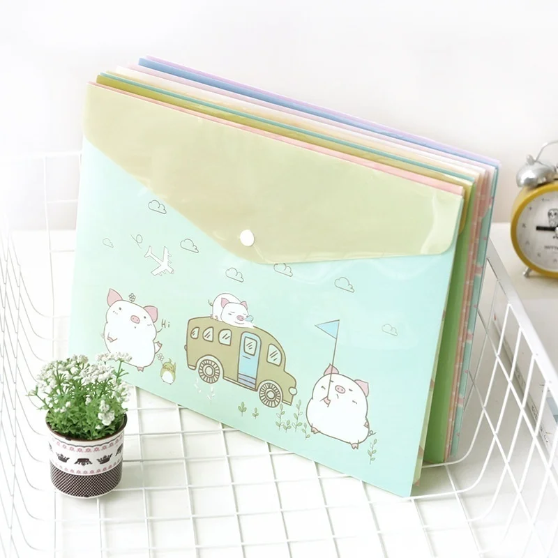 

Folders PP File A4 Envelope Buttoned 2pcs Cute Waterproof PVC back to school stationery ZCX7-032-2