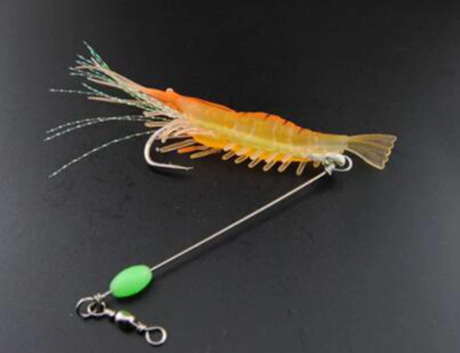  YINGTOUMAN 2PCS/LOT Scale Shrimp with Luminous Bean Shrimp 5 g Swimming poses to attract fish Fishi
