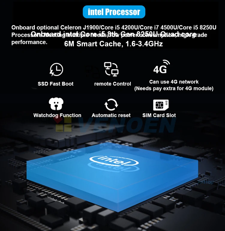 8-го поколения промышленный компьютер Core i5 8250u 8350u 2 intel nuc win10 VGA HDMI RS485 безвентиляторный процессор i7 linux J1900 серийной параллельной ПК