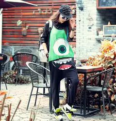 Новые штаны в стиле хип-хоп для Для женщин комбинезоны мультфильм зеленый глаза Танк комбинезон штаны-шаровары брюки женские брюки
