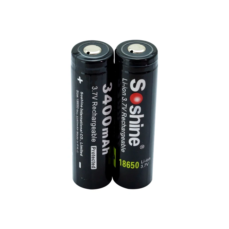 4PCS Soshine 3.7V 3400mAh 18650 Rechargeable Protected High Discharge Li-ion Battery 