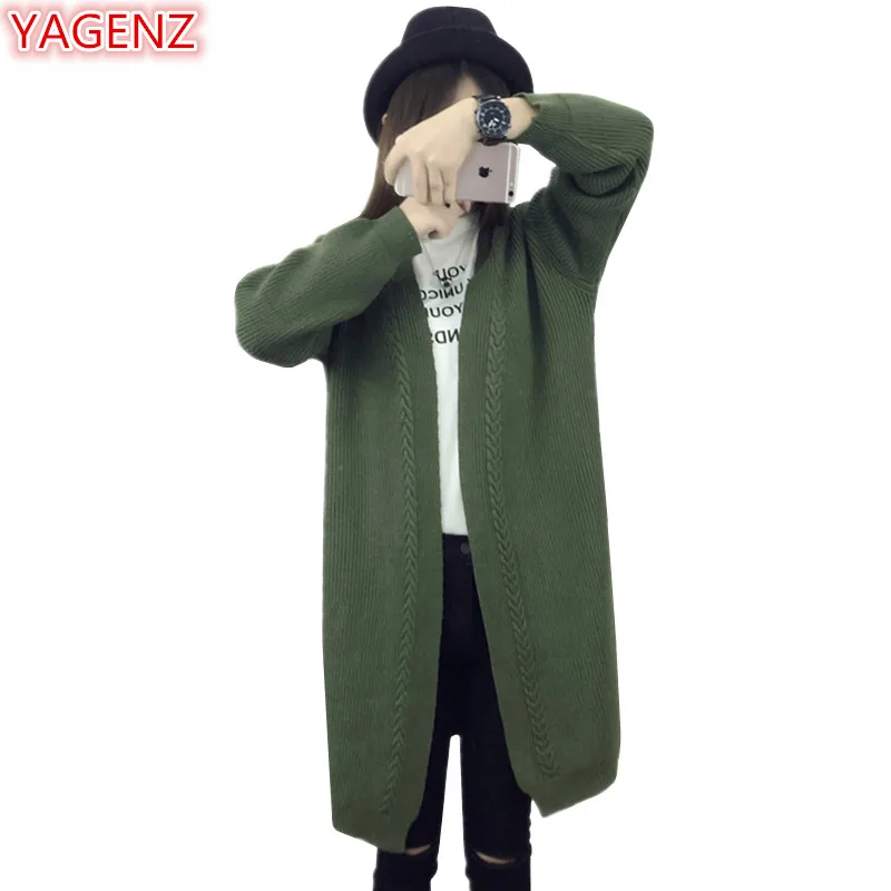 Best Price YAGENZ Knitting Sweater Coat Cardigan Women Clothing Spring Autumn Fashion Long Section V Collar Women Sweater Knitting Tops 471