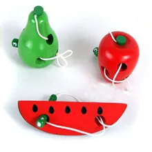  New Montessori Toys Fun Wooden Toy Worm Eat Fruit pear cheese Early Learning Teaching Aid Baby Kids Educational Toy Gifts 