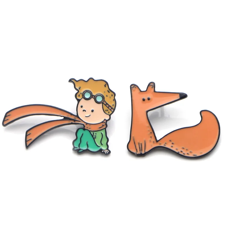 L3674 Le Petit Prince and Fox милые металлические эмалированные булавки и броши для нагрудных штифтов рюкзак сумки значок коллекция подарки 1 шт