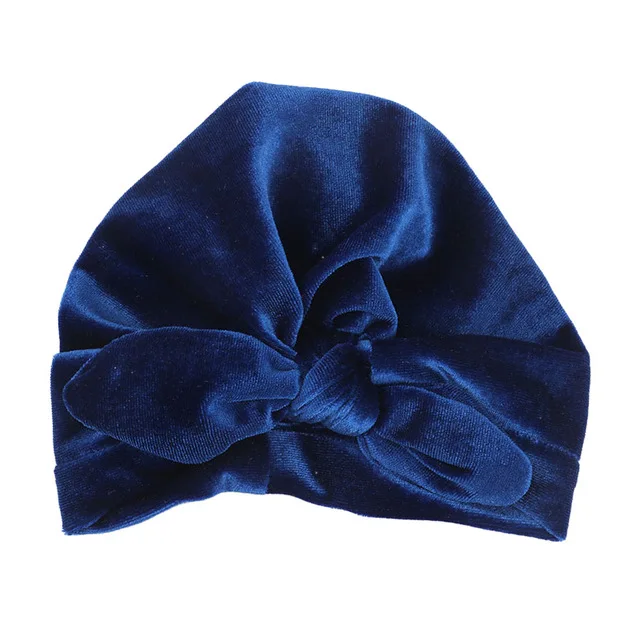 Royal blue baby hat Новая бархатная детская шапка для девочек, осенне-зимняя шляпа для мальчика, реквизит для фотосъемки, эластичная Младенческая шапочка, тюрбан, шапка, аксессуары для малышей - Цвет: Royal blue baby hat