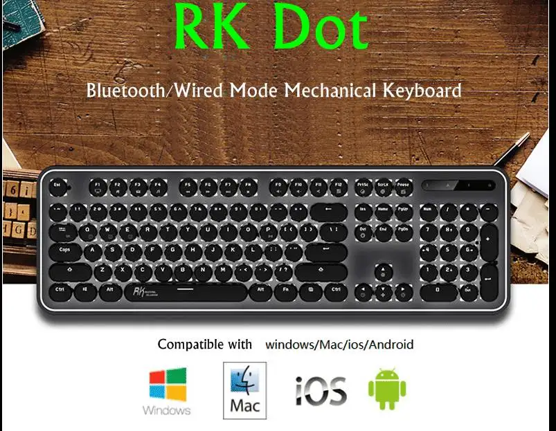 Royal Kludge RK960 Двухрежимная Проводная/Bluetooth Беспроводная механическая клавиатура Ретро круглая клавиша для настольного компьютера ноутбука планшета мобильного