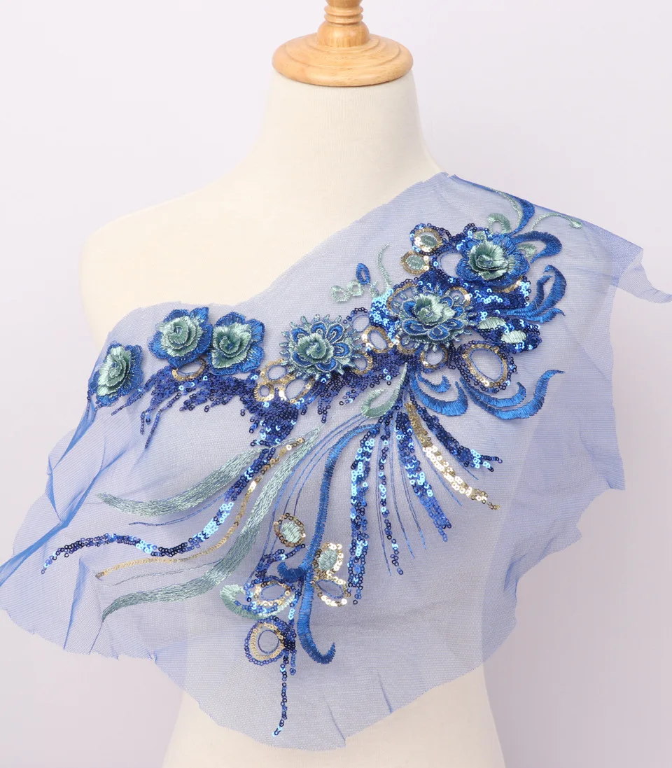 

DIY sewing dresses flower applique 3D Applique lace embroidery