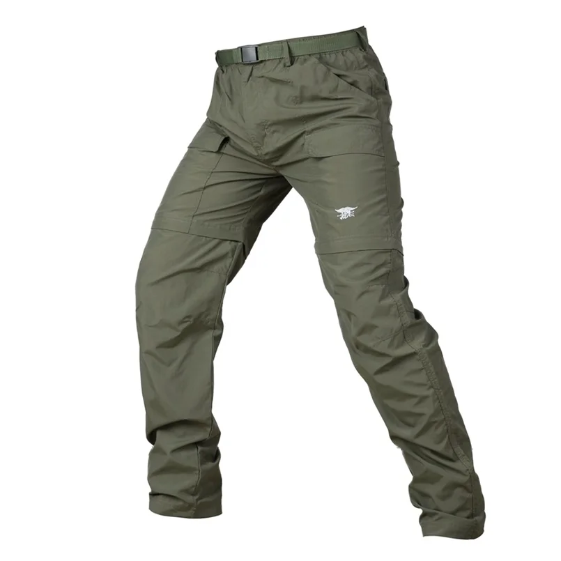 Senderismo al aire libre pantalones de los hombres de secado rápido de montaña escalada pesca pantalones del ejército Trekking deporte impermeable desmontable