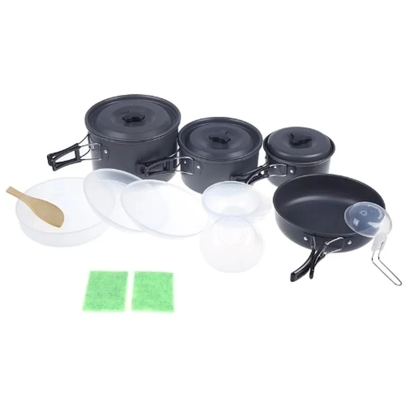 

15% Outdoor Cooking Set Camping Pan Pot Kit Cookware Utensils for 4-5 People Portable Anodised Aluminum Non-stick Picnic Hiking