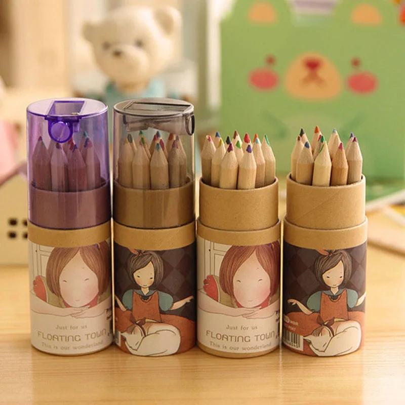 

1 Set Kawaii 12 Colors Artist Professional Fine Drawing Painting Sketching Writing Pencils CQ02