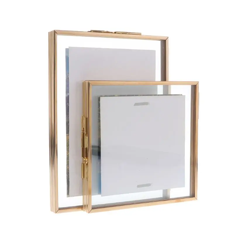 Nordic Ins Style Retro Metal Creative Double Folding Simple Glass Photo Frame Specimen Clip Picture Frame