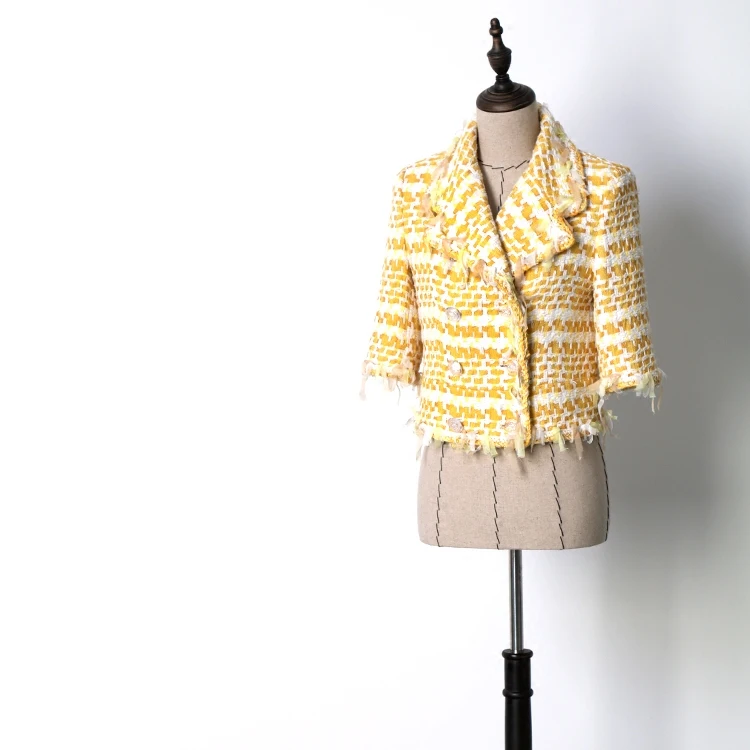 

New Coats Jackets luxury white shoulder padded shoulder sleeves medium sleeve small fragrant wind suit jacket.