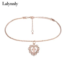 Lalynly модное ожерелье-чокер в форме сердца подвеска на золотой цепочке ожерелье чокер с крестиком, колье для женщин ювелирные изделия подарки N59481
