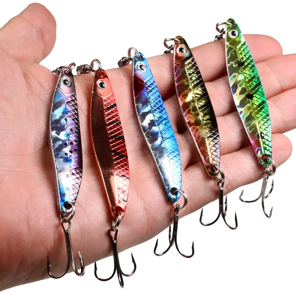5X Fishing Lures Pike Trout Bass Spoons Spinners Bait Metal Tackle Crankbait New