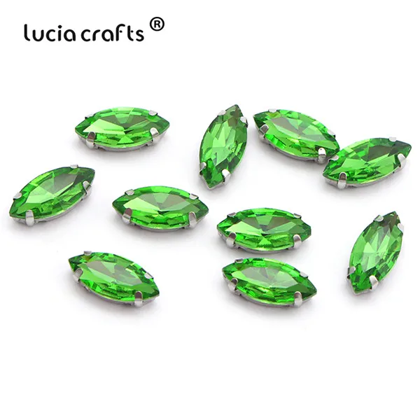 Lucia crafts 20 шт./лот 7*15 мм овальное кристаллическое Украшение «конский глаз» стекло пришить стразы с коготь применяются к одежде украшения G0808 - Цвет: C6 Dark green
