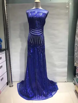 

Sequins French net lace,African swiss tulle mesh Guipure lace fabric high quality for dress 5yards/lot Nigerian royal blue