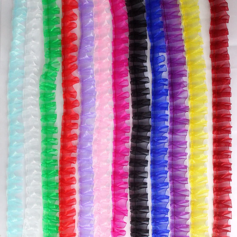 #Best 50M Lace Fabric Tulle Fabric Red Pink Purple Green White Black Lace Trim Width 4.5cm Laces Trims Sewing Accessories encajes LT8