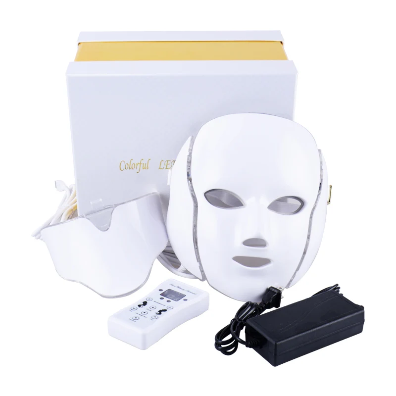 

7 Color LED Light Photon Neck Facial Mask Skin Rejuvenation Machine Treatments Face Wrinkle Removal Electric Beauty Spa Device