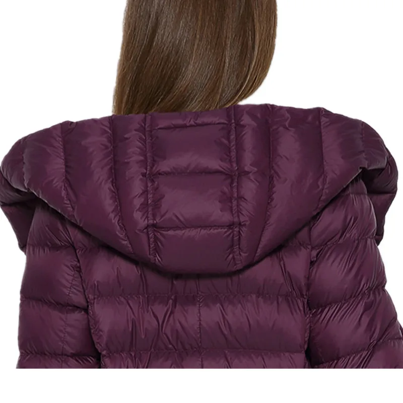 MOSHU Women Jacket Coat Winter Women Down Coat Jacket Long Elegant Coat Double Breasted 90% White Duck Down