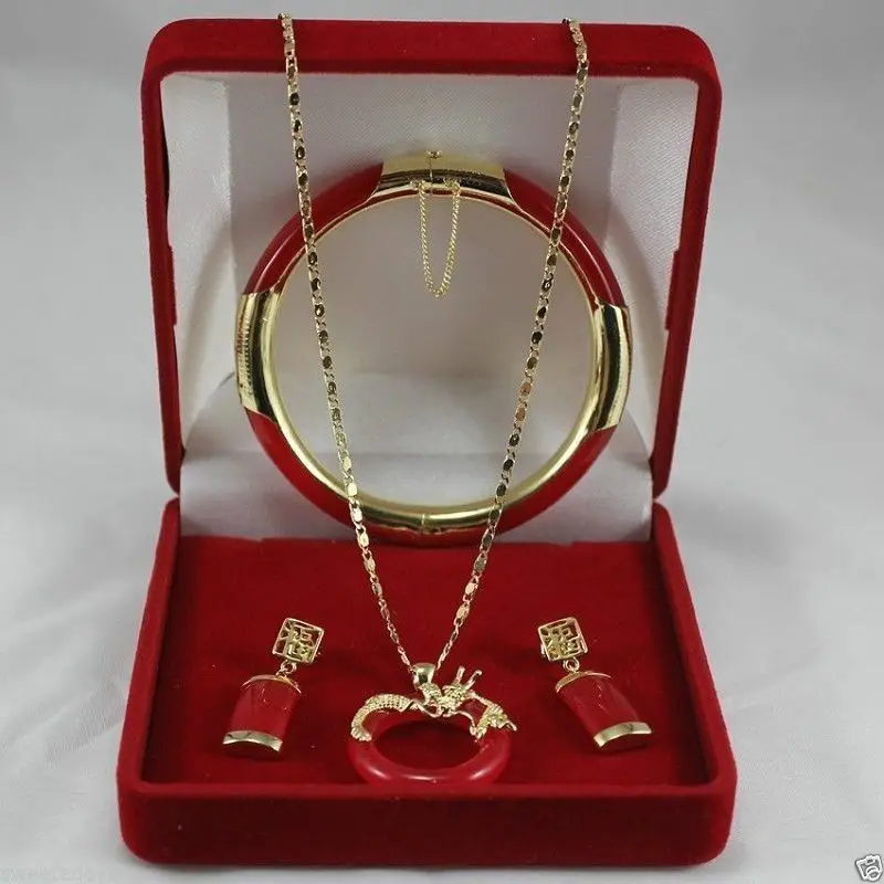 

Hot sell -@> Jewelry 001125 Beautiful Jade dragon Pendant Necklace Earring Bracelet Set Natural jewelry -Top quality free shippi