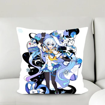 

Oct. Gift New Style Home Textile VOCALOID2 Anime Snow Miku 2014 2WT 2way One-sided Two-sided Square Pillow Case #40992B