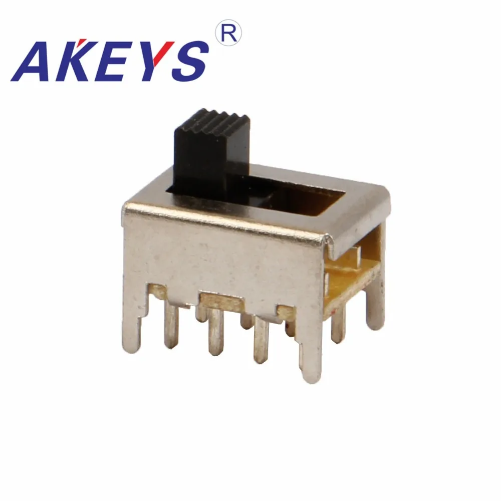 

30PCS SS-23F06 2P3T Double pole three throw 3 position slide switch 8 solder lug pin verticle type with 4 fixed pin
