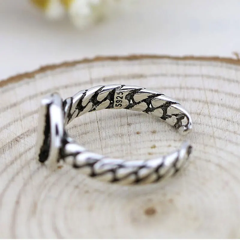 Anenjery, винтажная мода, 3 модели, 925 пробы, серебряная вязальная цепь, открытая Геометрическая круглая Драгоценная камень, тайское серебряное кольцо для женщин, S-R97