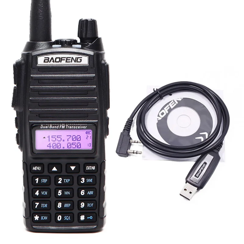 Baofeng UV-82 портативное радио UV82 5 Вт рация VHF/UHF двухдиапазонный Pofung UV 82 CB любительский двухсторонний радиоприемопередатчик - Цвет: add cable