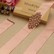 MissRDress ручной работы бисер свадебный пояс Прозрачная Лента Свадебная со стразами стразы цвета розового золота свадебный пояс для свадебного платья JK923