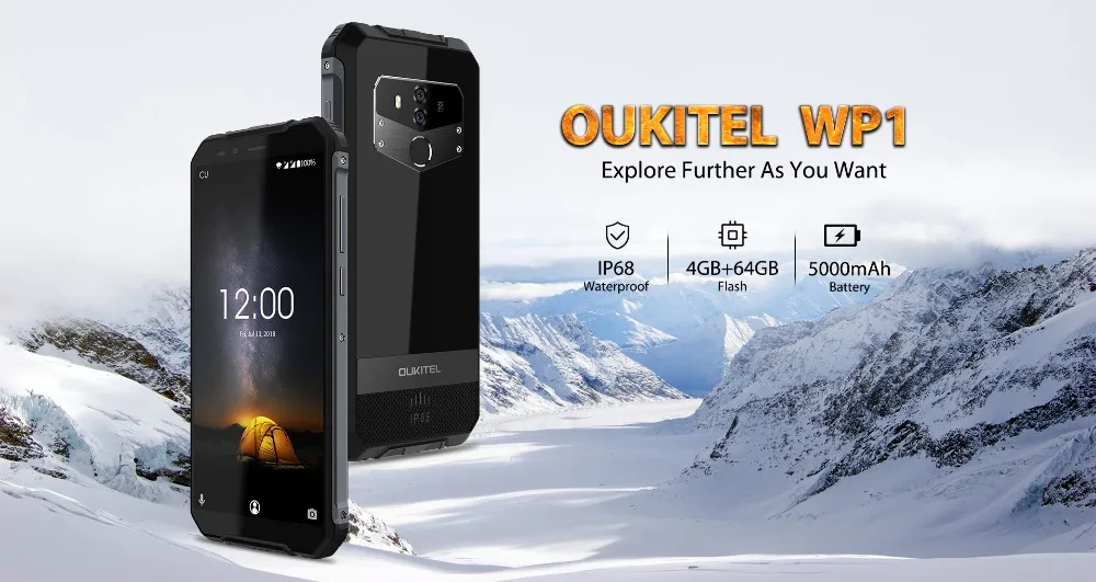 Oukitel WP1 IP68 Водонепроницаемая беспроводная зарядка 5," дюймовый 18:9 Android 8,1 4 Гб 64 Гб 5000 мАч MTK6763 Восьмиядерный трехъядерный смартфон