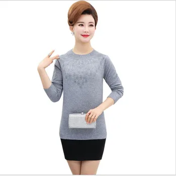 

New Hot Sale Women Autumn Winter Medium-Long Sweater Knitted Shirts2018Fashion Diamond O-Neck Female Sweater Plus Size 3XLCQ2085