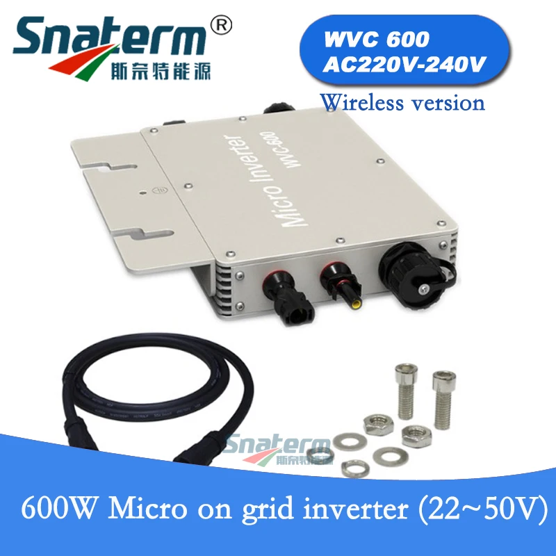 

600W Inverter 600 Watt AC240V/220 Volt Solar Power Inverter Grid Tie Inverter Pure Sine Wave Inverter WVC600 205-285VAC Wireless