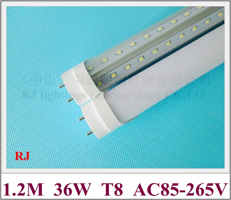 SMD 2835 G13 T8 LED 튜브 라이트 램프, 2 열 V 스타일 T8 1200mm 1.2M SMD2835 192led(2 * 96led) 36W AC85-265V 울트라 브라이트 CE 4000lm