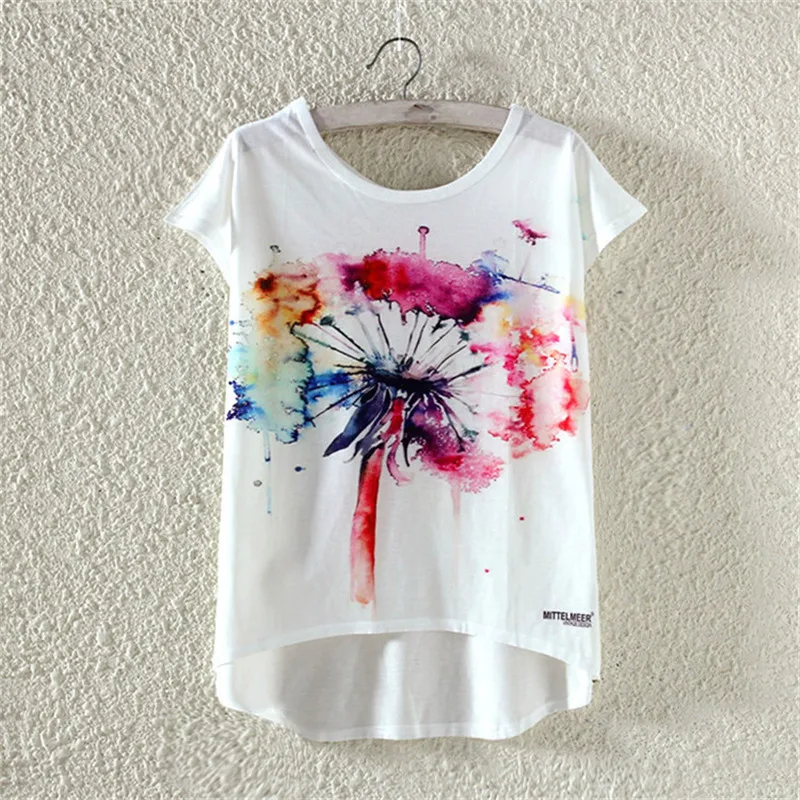 

Colorful Dandelion 3D Female T-shirt Summer Top 2018 Women Short Sleeve O-Neck Print Shirt Tunic Top T Shirt Casual Tshirt