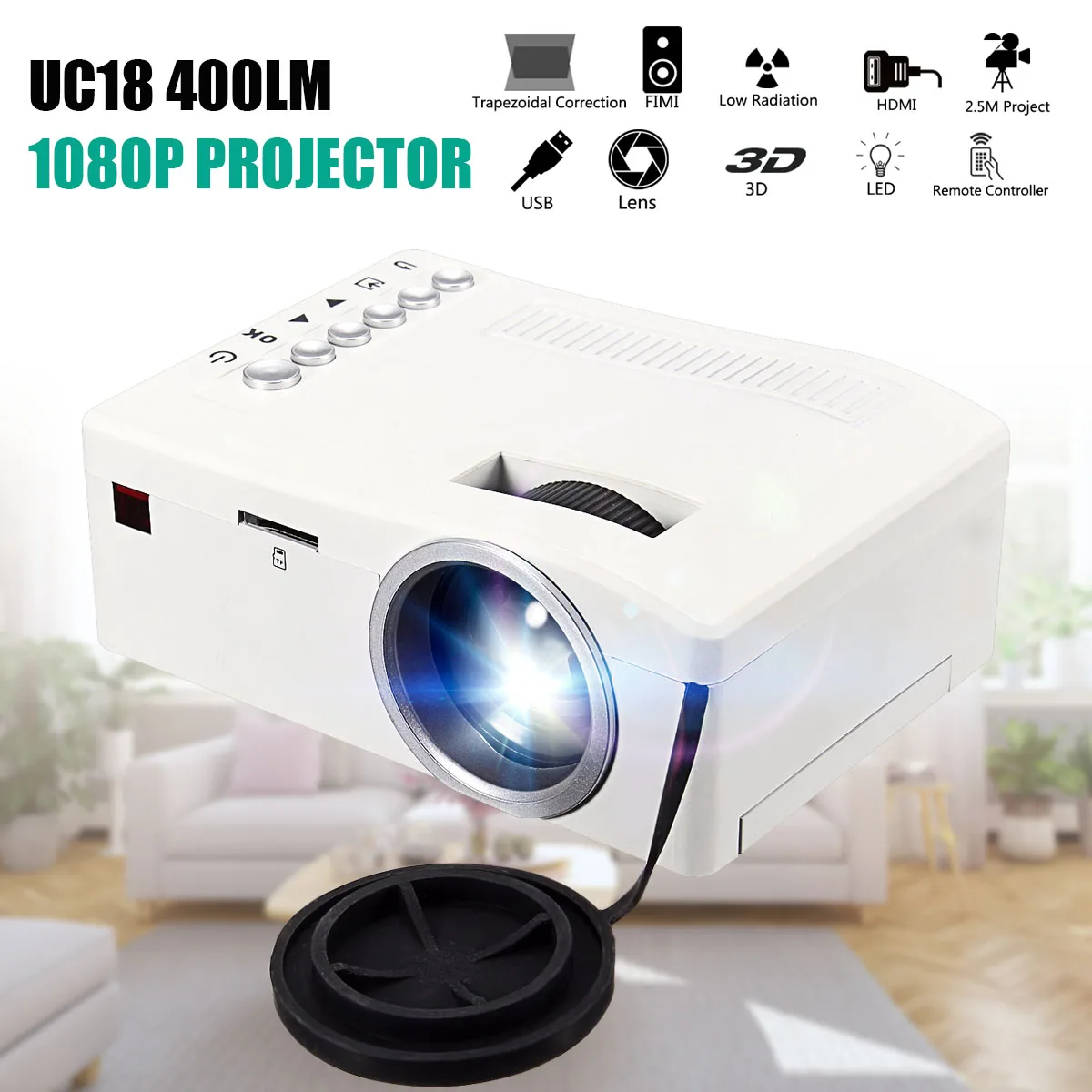 LED Mini Portable 400 Lumen Projector Full HD 1080P 320 x 180 Resolution Home Theater Cinema PC VGA USB SD AV Input HDMI LED Mini Portable 400 Lumen Projector Full HD 1080P 320 x 180 Resolution Home Theater Cinema PC VGA USB SD AV Input HDMI