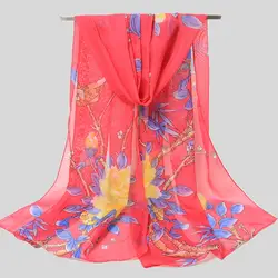 Новый сезон весна лето сорока шифон с цветочным шарфы различные дамы солнцезащитный козырек длинный тонкий срез шарф