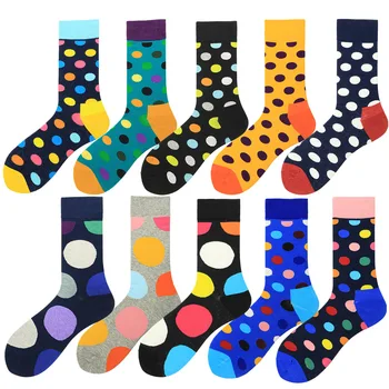 

Men Fashion Colorful Dot Happy Socks Casual Cotton Sock Novelty Funny Crew Socks